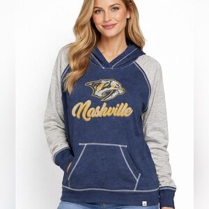 NHL Nashville Predators Women’s Hoodie Blue Gray Long Sleeve Majestic‎ Medium